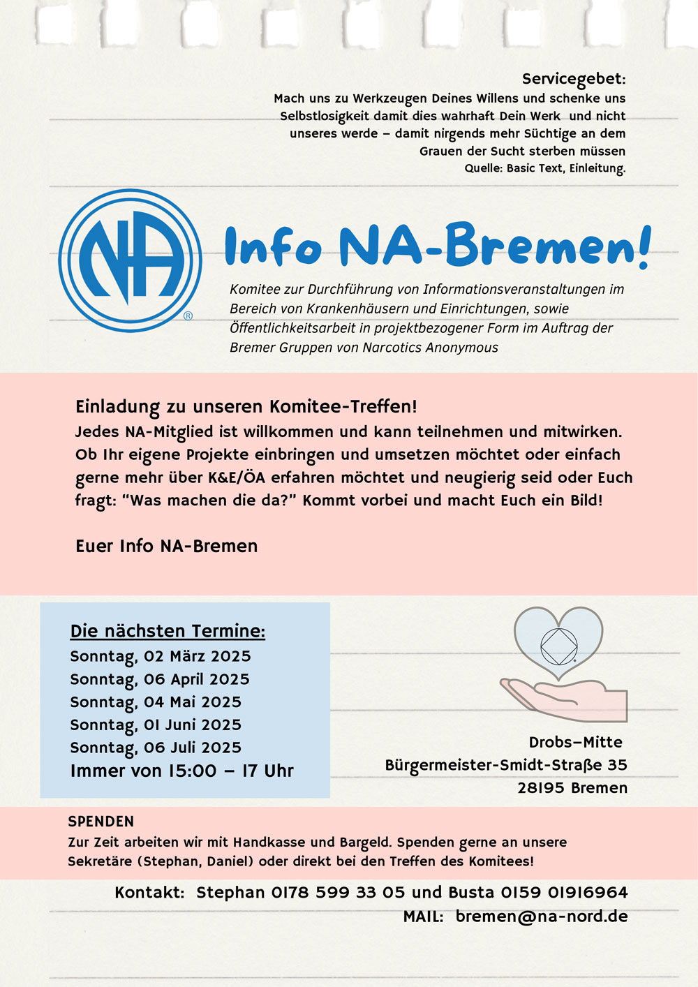 Einladung Komitee-Treffen Info NA-Bremen